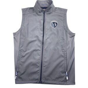 B. DRADDY Men L Sports Everyday Vest‎ MLS Soccer Sporting Kansas City NWOT Gray